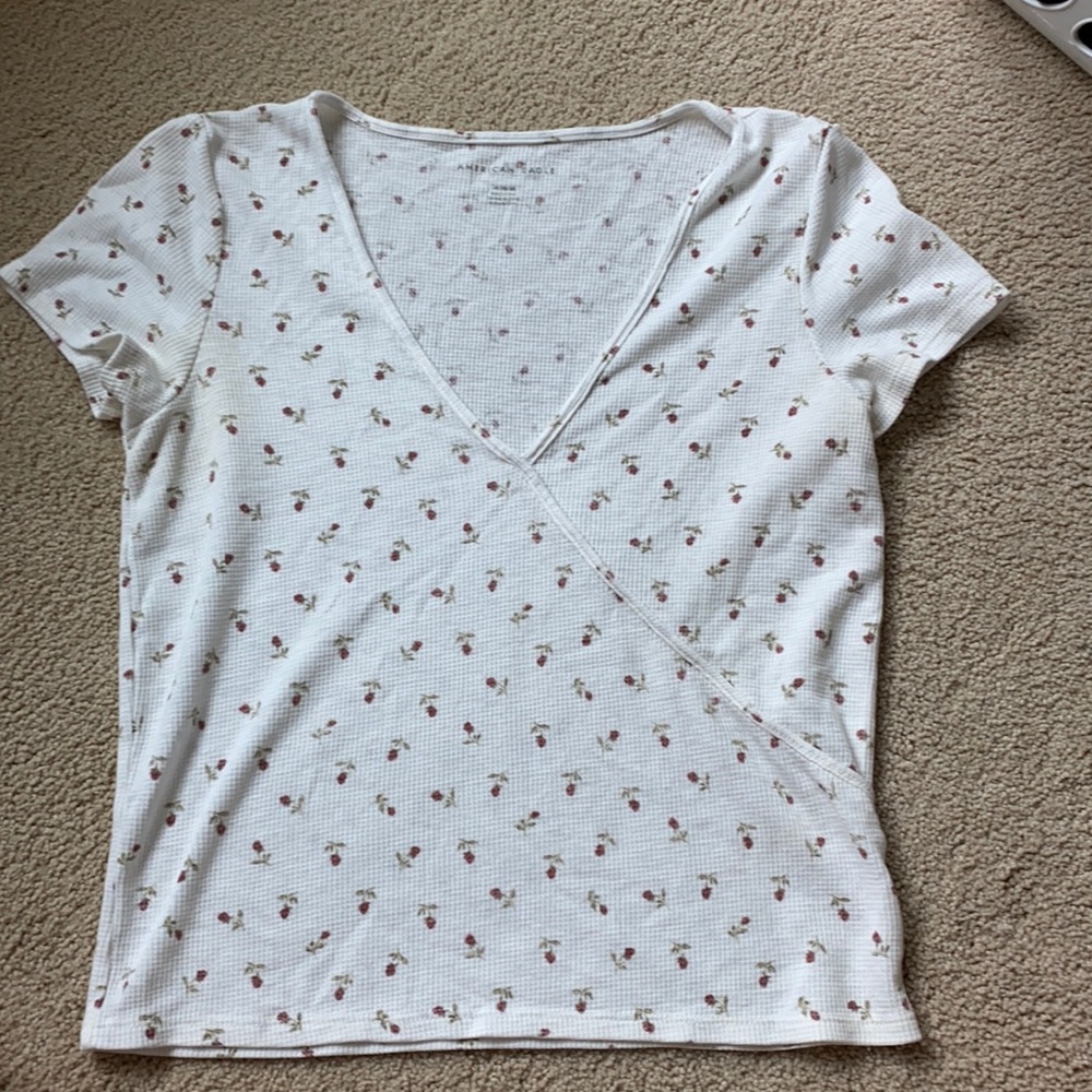 white american eagle wrap top